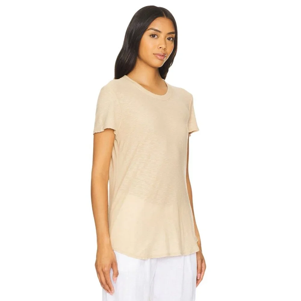 James Perse Sheer Slub Crew Neck Tee in Sand Dune Size 1 (XS/S) Womens - Picture 4 of 14